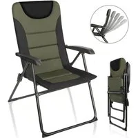HOMECALL Campingstuhl Gartenstuhl Gepolsterter Klappstuhl für Wohnwagen Outdoors-150kg (1 St), Hochlehner Anglerstuhl mit 5-fach verstellbarer Rückenlehne