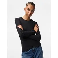 pieces Langarmshirt PCRUKA LS TOP NOOS BC Baumwollmischung, slim fit