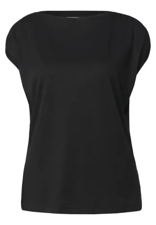 Street One - Dropped Shoulder Shirt mit Raffung Black - Gr. - 36