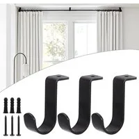 BlingBin Gardinenstangenhalter Deckenhalterung Vorhangstange Halter, Metall Gardinenstange Halterung, Vorhangstange, Gardinenstange, (3er Set, 3-St., 5.5*2*6.5 cm), Curtain Rod Holder mit Schrauben für Wohnzimmer Schlafzimmer