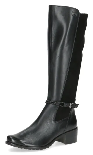 Caprice Stiefel, Blockabsatz, Langschaftstiefel, Businessstiefel mit Flechtband