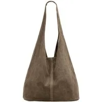 Caspar Schultertasche große Damen Wildleder Tasche Hobo Bag - CLASSIC LINE - Modell No.767, angenehm leicht, ohne Innenfutter, mit Sicherheitsfach, 100% Echtleder