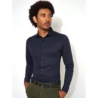 DESOTO Langarmhemd Jerseyhemd Casual Kent langarm Flexibler Stretch, mit Minimal Print, Kentkragen