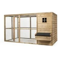 FATMOOSE Hühnerstall HappyHen House mit raubtiersicherem Auslauf - Massivholz Hühnerhaus, Handgefertigtes Premium Produkt mit Legenest für Familien