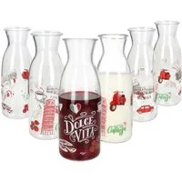 Ritzenhoff & Breker Karaffe Ritzenhoff 6x Palermo Glas-Karaffe 1L italienischer Saft-Krug Wein