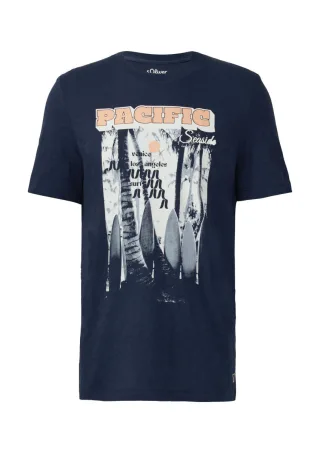s.Oliver Red Label - T-Shirt mit Frontprint blau - Gr. - L