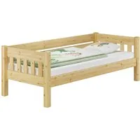 ERST-HOLZ Massivholzbett Stabiles Futonbett Kieferbett 90 x 200 cm Massivholz, Kiefer farblos lackiert