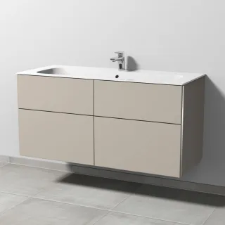 Sanipa 3way Keramik-Set Finion Keramik-Waschtisch und Unterbau mit 4 Auszügen, Kaschmir-Matt BP4021U