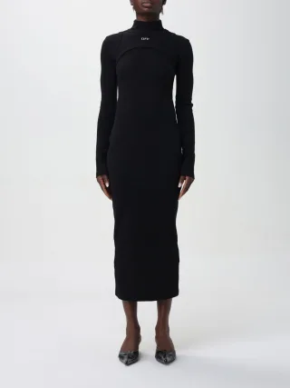 Gerippte Strick-Mock-Neck Figurbetontes Kleid