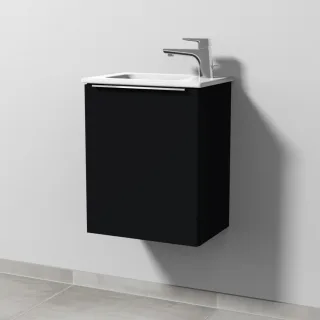 Sanipa 3way Waschtischunterbau zu Duravit ME by Starck Waschtisch mit 1 Tür, Schwarz-Matt UF72008