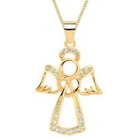 Goldene Hufeisen Kette mit Anhänger Schutzengel Kette aus vergoldetem Echtsilber - zeitlos & edel, 925 Sterling Silber (hypoallergen)