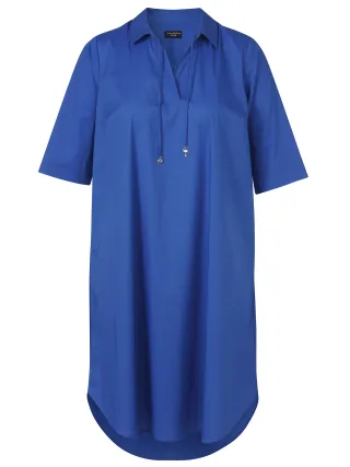 VIA APPIA DUE - Kleid Hemdkragen 1/2 Arm taubenblau - Gr. - 50