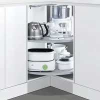 Kesseböhmer Auszugsboden REVO Drehbeschlag für Kücheneckschrank, silbergrau, für Eckschrank mit 80 cm Breite