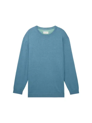 Tom Tailor - Plus Size - Basic Strickpullover blue water melange - Gr. - 3XL