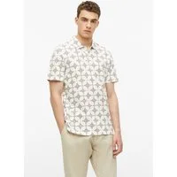 s.Oliver Kurzarmshirt Polo-Shirt Flammgarn-Poloshirt mit All-over-Print