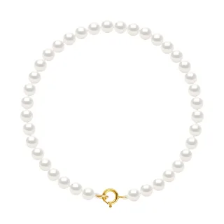DIADEMA - Armband - Echte Süßwasserperlen - Weiß - Gelbgold