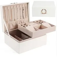 BlingBin Schmuckkasten 2 Ebenen,Schmuckbox mit Griff, flexibles Schmucktablett (1 Stück, 1 St., 24 × 20 × 11 cm,mit herausnehmbarem Schmucktablett), Schmuckbox, Schmuckaufbewahrung