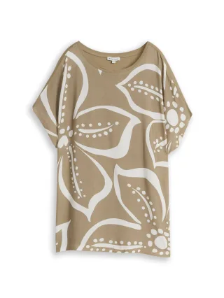 Tom Tailor - Plus Size - T-Shirt im Material-Mix silver olive - Gr. - 44