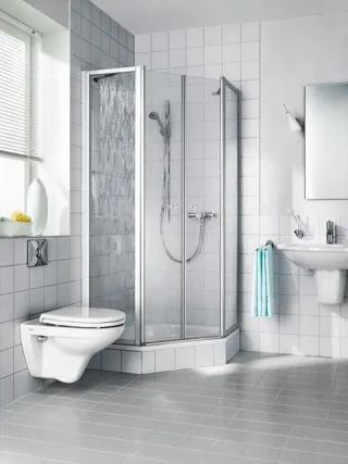 Kermi Fünfeck Nova 2000 F39 0900x1850, weiss, Kunstglas Kerolan Fontana, N2F390901821K N2F390901821K