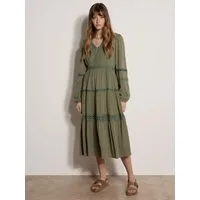 Apricot Midikleid Midi-Kleid mit Spitzenbesatz und Stufen
