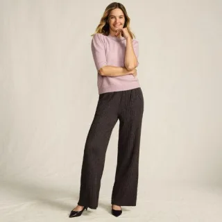 Crinkle-Jerseyhose mit weitem Bein, Damen,  Braun, Polyester/Viskose/Polyester-Mischung, by Lands' End