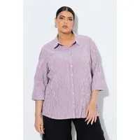 Ulla Popken Hemdbluse Bubble-Bluse Streifen Hemdkragen 3/4-Arm