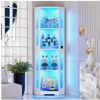 BROTTAR Eckvitrine 4-stöckiger Eckglasanzeigeschrank mit LED -Leuchten (1-St) modernes griffloses Design, 9kg Tragkraft pro Regal