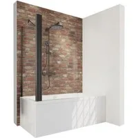 Schulte Badewannenfaltwand Black Style ESG, Glas, 80x140 cm, 1 tlg + Festelement, Klar, Schwarz