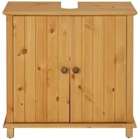Home affaire Waschbeckenunterschrank Vili Breite 60 cm, Badezimmerschrank aus Massivholz, Metallgriffe
