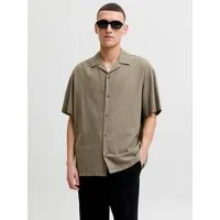 Jack & Jones Kurzarmhemd JJESUMMER LINEN BLEND RESORT SHIRT SS SN Baumwollmischung, relaxed fit