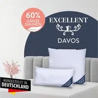Excellent 3-Kammer-Kopfkissen Davos Dreikammerkissen in den Größen 40x80 und 80x80 cm erhältlich., Füllung: 60%Gänsedaunen, 40% Gänsefedern (Außenkammer), Bezug: 100% Baumwolle, hergestellt in Deutschland, allergikerfreundlich