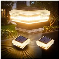 Quntis LED Solarleuchte Pfostenleuchte solarleuchten für außen, Gartenbeleuchtung Zaunpfosten, Warmweiß, Kabellos, ABS+PC, Terrasse, 3 Modi für Holz- & Vinylpfosten ab 9x9cm