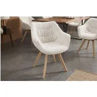riess-ambiente Drehstuhl THE DUTCH COMFORT beige/natur - Eiche, Massivholz, Bouclé, Auto-Return (Einzelartikel, 1 St), Softer Tweed-Stuhl - ideal f. Wohn-, Schlaf- & Arbeitszimmer od. Küche