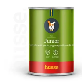 husse Junior Pâté 24 Dosen je 400 g. (9,6 kg) | Ausgewogene Mahlzeit mit Kalbfleisch & getrocknetem Ginseng