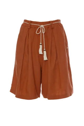 bsb - Weite High-Waist Shorts mit Bindegürtel orange - Gr. - M