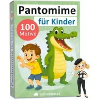 GLÜCKSWOLKE Spiel Pantomime für Kinder, Familienspiel, Kinderspiel, Gesellschaftsspiel, Bewegungsspiel, Mit 100 Spielkarten