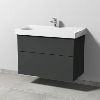 Sanipa 3way Waschtischunterbau zu Geberit Xeno2 Waschtisch mit 2 Auszügen, Graphit-Matt SP6611B