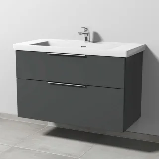 Sanipa 3way Waschtischunterbau zu Villeroy & Boch Subway 3.0 Waschtisch mit 2 Auszügen, Anthrazit-Ma UM84922
