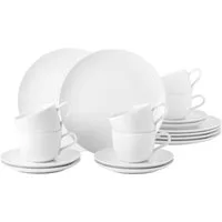 Seltmann Weiden Kaffeeservice Geschirr-Set, Service Liberty (18-tlg), 6 Personen, Porzellan, Teller Set, Tassen, weiß, Made in Germany, 18 Teile, für 6 Personen
