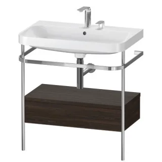 Duravit Happy D.2 Plus c-shaped Set mit Metallkonsole und Schubkasten Nussbaum gebürstet Matt 775x49 HP4842E6969