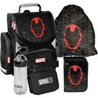 PASO Schulrucksack (Schulset, 5-tlg), Iron Man, 5-tlg. Set, Schwarz