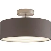 meineWunschleuchte Deckenleuchte mit Stoff Lampenschirm Grau Braun Ø 30cm, ohne Leuchtmittel, kleine Stoff-Lampe, gemütliche Deckenlampe, E14 Schlafzimmerlampe