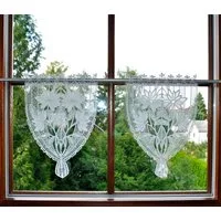 Stickereien Plauen Scheibengardine Margerite (1 St), Stangendurchzug, halbtransparent