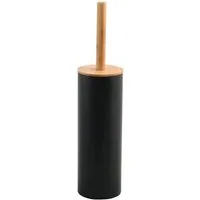 spirella WC-Garnitur ADONIS, Badezimmer, WC, Toilette, Gäste-WC, Toilettenbürste, eleganter Materialmix Stahl matt / Bambus, hygienischer Innenbehälter, Anti-Fingerprint-Beschichtung, matt satiniert, schwarz matt
