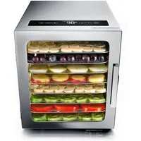 Arendo Dörrautomat 8 Etagen, 35-70°C, Edelstahl, mit Temperaturregler, Dörrgerät 500 W, 8 Etagen, Timer 24h, für Obst/Fleisch/Pilze, BPA-frei, GS, 8 Einlegefächer