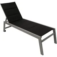 TPFGarden Gartenliege LEEDS, Sonnenliege mit hohem Einstieg - Gartenliege mit Rollen - Alu silber, Bequeme Relaxliege mit strapazierfähigem Textilgewebe schwarz, Hochwertige Outdoor Liege - Maße (BxHxT): 65 x 42 x 199 cm