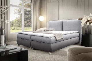 Boxspringbett Schlafzimmerbett VALENTIN 160x200cm Stoff Neve-Vega Grau