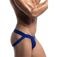 MOB Eroticwear Slip Classic Jock-Strap pofrei - blau (1-St) hinten offen