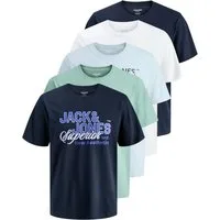 Jack & Jones Print-Shirt Bedrucktes T-Shirt aus Baumwolle (5er-Pack)