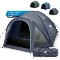 Nordmut Kuppelzelt 4 Personen 300x250 cm Vorraum wasserdicht 5000 mm, Personen: 4 (Trekkingzelt mit Fiberglas Gestänge & schnellem Aufbau, Familienzelt mit Moskitonetzen & angenehmem Raumklima), Campingzelt wasserdicht mit Vorraum & versiegelten Näht